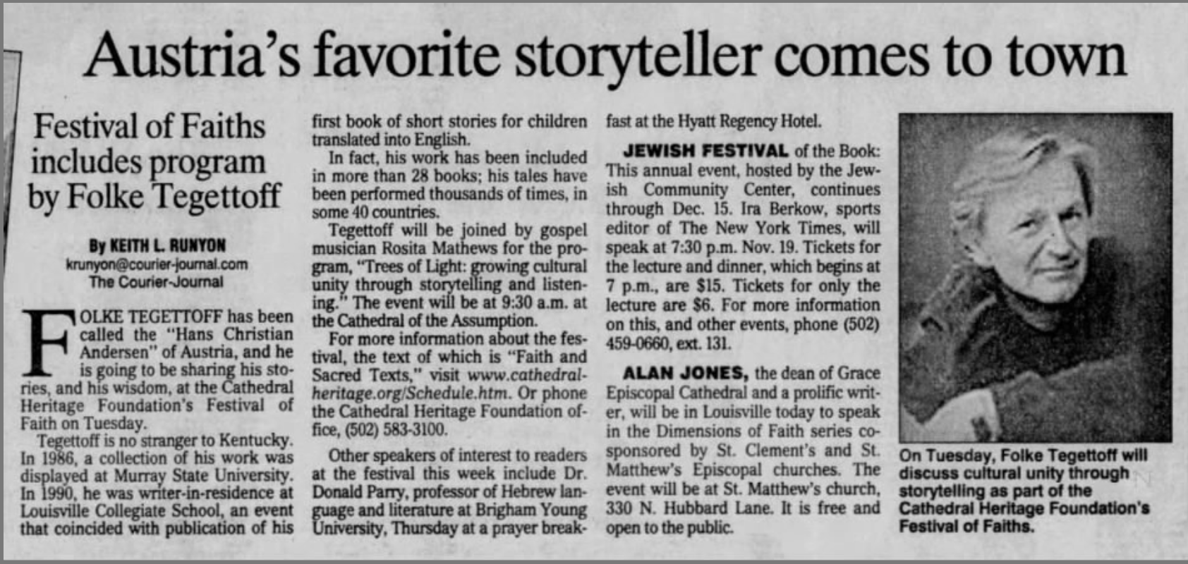 Runyon, Keith. “Austria's Favorite Storyteller Comes to Town.” The Courier-Journal, 10 Nov. 2002, p. 93.