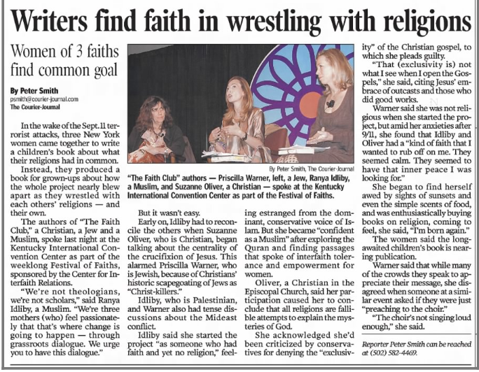 Scanlon, Leslie. “Art, Environment, Architecture Play Roles in Festival of Faiths.” The Courier-Journal, 17 Nov. 1999, p. 12.