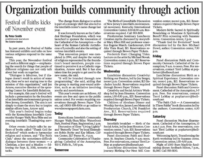 Smith, Peter. “Organization Build Community Through Action.” The Courier-Journal, 4 Nov. 2007, p. B6.