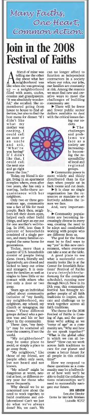 Opinion. “Lunch With... Dr. William F Vendley, Secretary General, Religions for Peace.” The Courier-Journal, 19 Dec. 2008, p. A12.