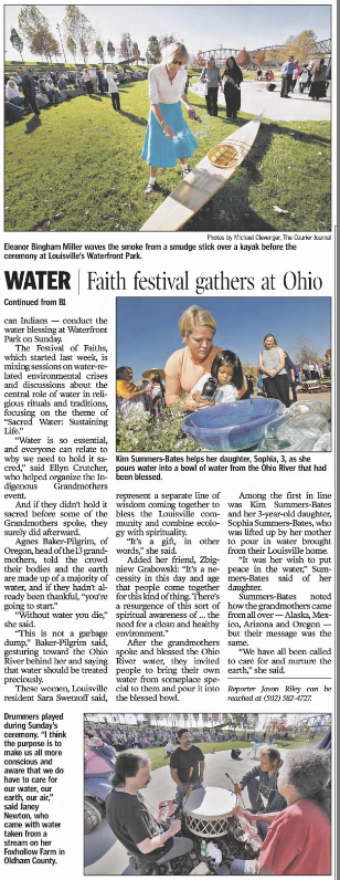 Riley, Jason. “Paying Honor to Water.” The Courier-Journal, 9 Nov. 2009, p. B1.