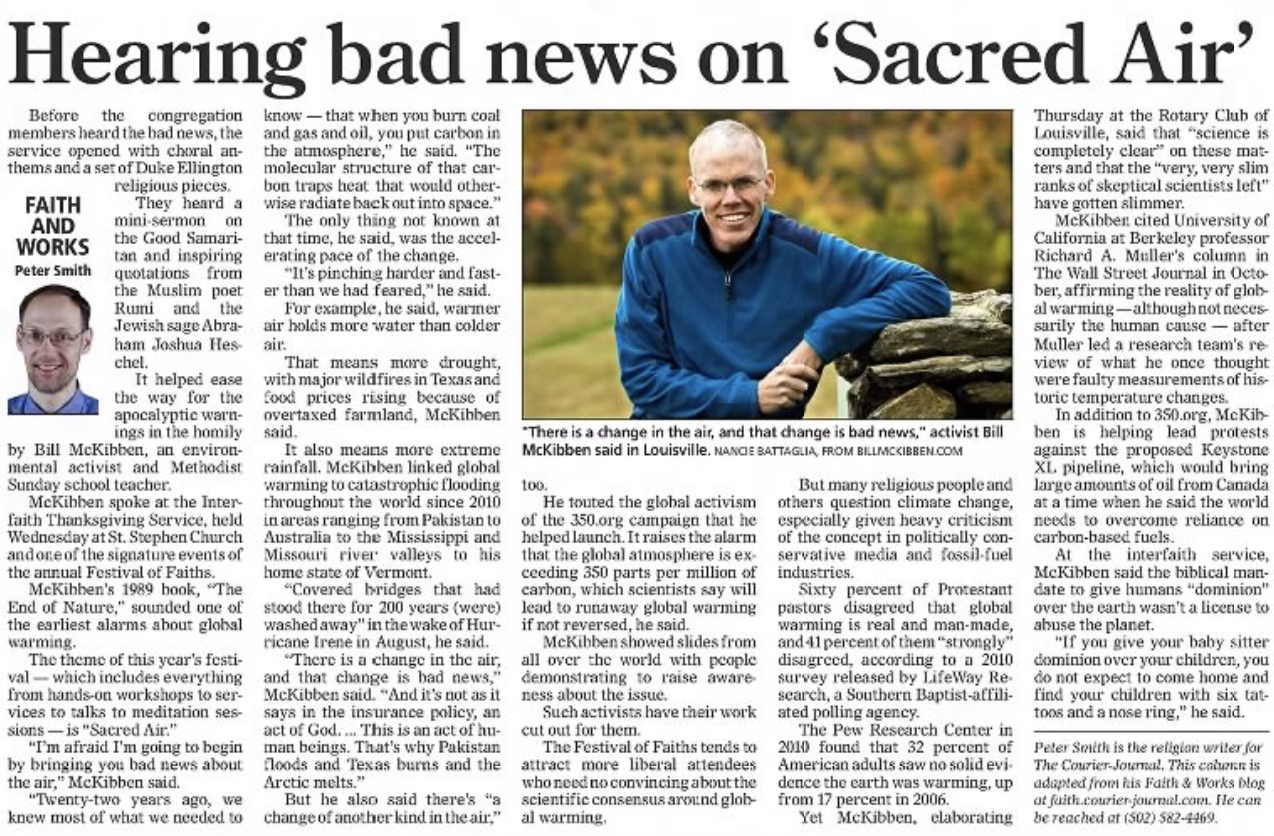 Smith, Peter. “Hearing Bad News on 'Sacred Air'.” The Courier-Journal, 5 Nov. 2011, p. B3.